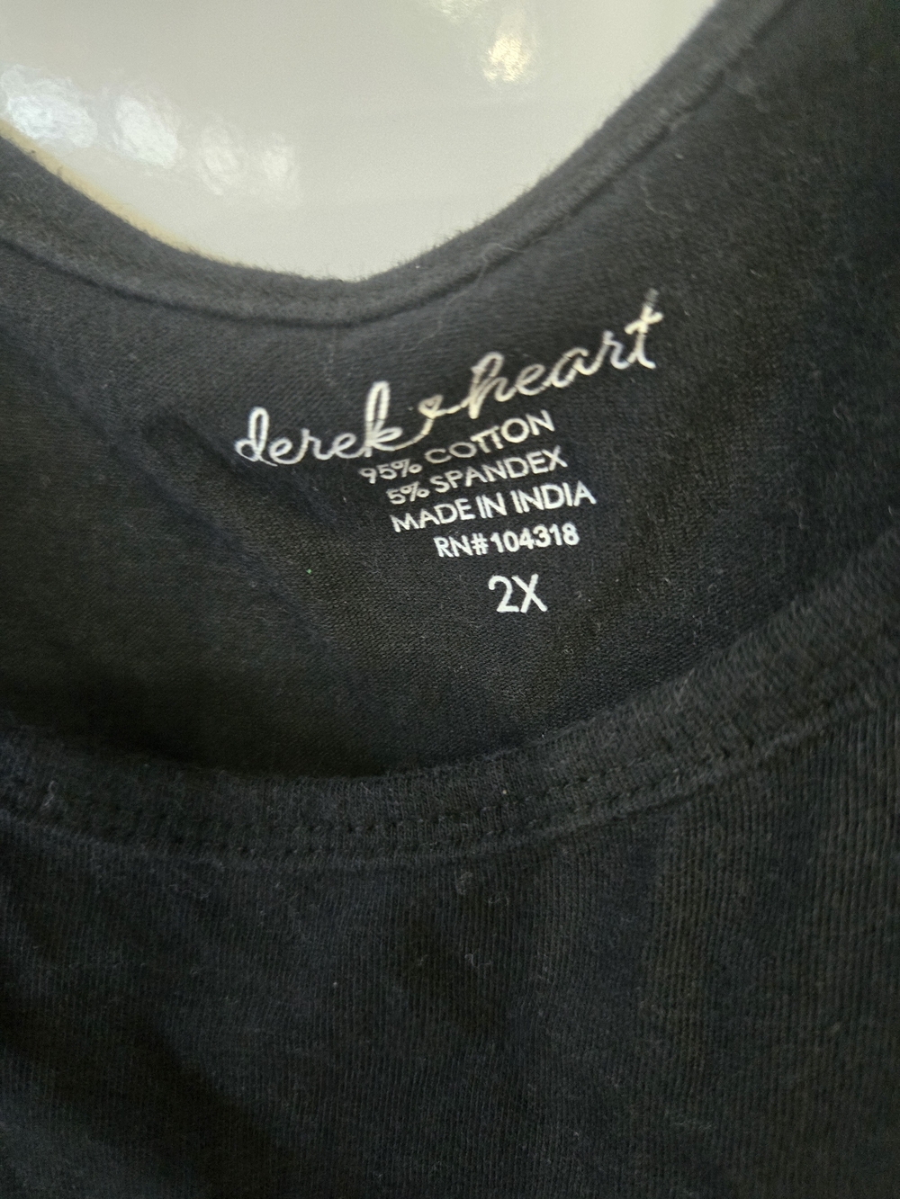 Derek Heart Black Crew Neck Top - 2X